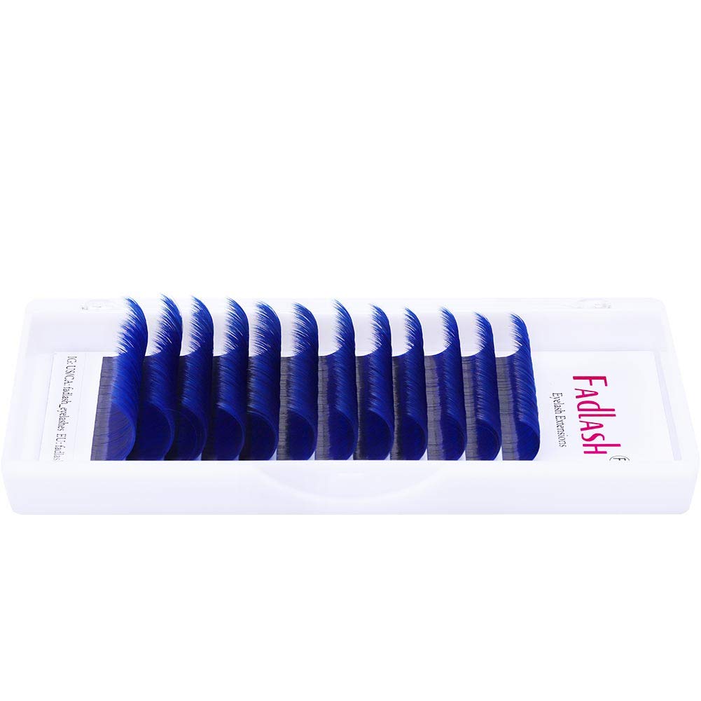 Volume Lash Extensions D Curl 15-20mm Mixed Tray Easy Fan Lashes 0.07mmm Blue Color Mink Self Fanning Eyelash Extensions by FADLASH (Blue 0.07-D, 15~20mm Mix)