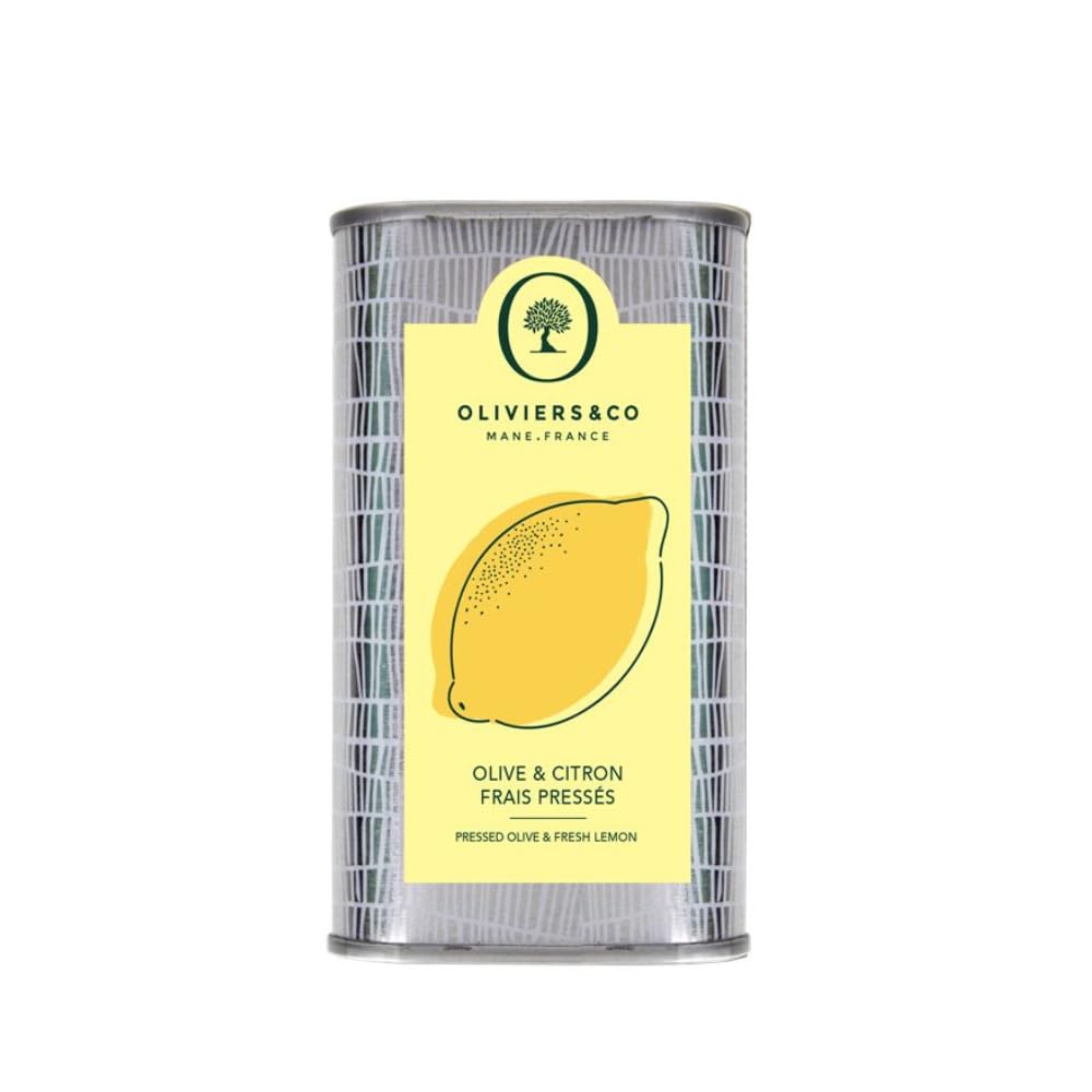 Cold Pressed Lemon Olive Oil by Oliviers & Co | Extra Virgin Olive Oil with Fresh Whole Lemons | Gourmet Italian EVOO for Seafood, Vegetables & Desserts | 8.4 Fl Oz in Metal Tin