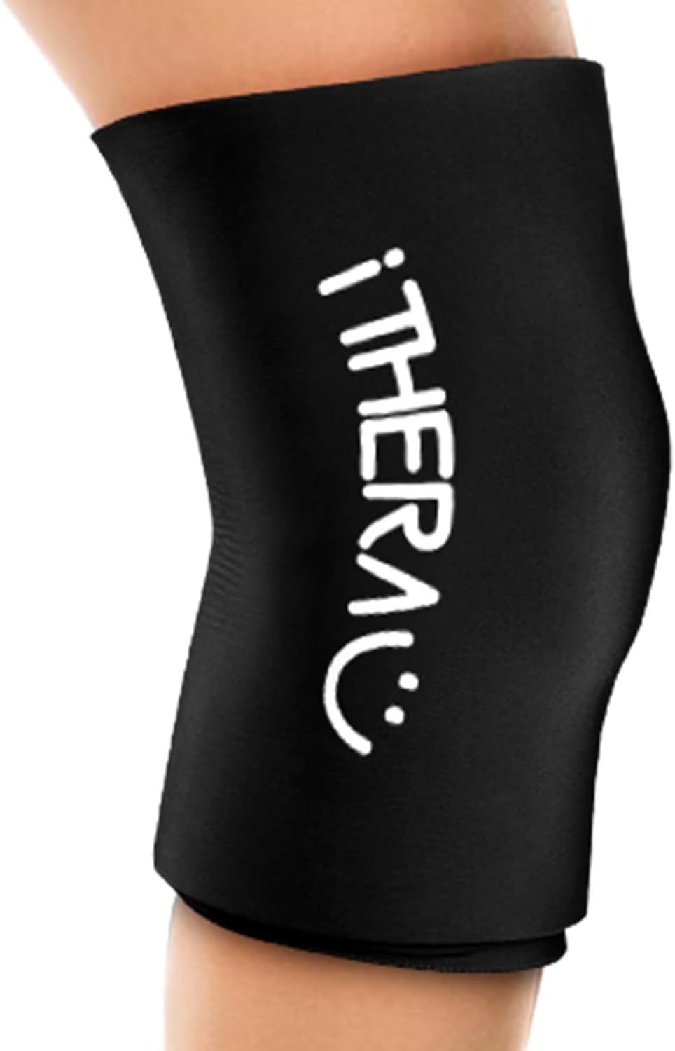 iTHERAU Knee Ice Pack Wrap, Reusable Gel Cold Pack with Cold/Hot Therapy, Cold Compression Sleeve for Elbow, Knee, Calf & Ankle for Pain Relief, Swelling, Surgery, Sports Injuries -Black, L