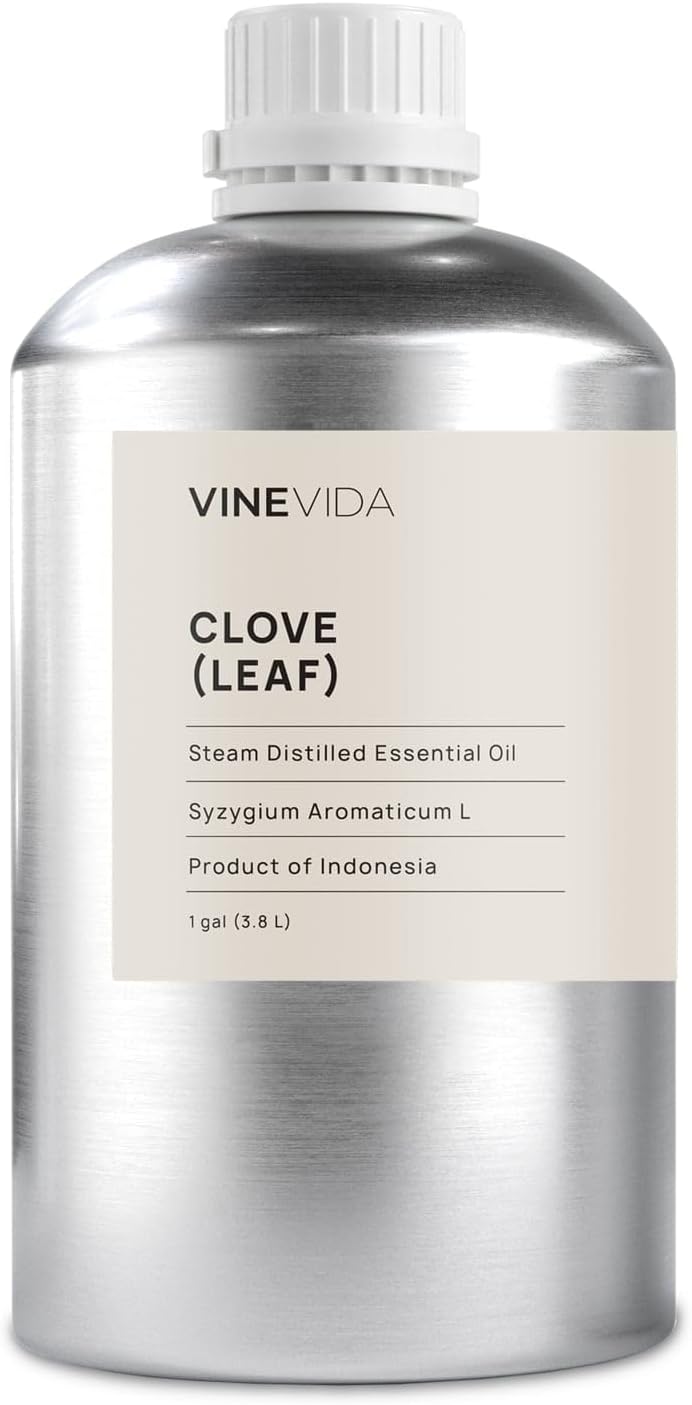 VINEVIDA Clove (Leaf) Essential Oil - Gallon Clove (Leaf) Oil Undiluted - Bulk Gallon Essential Oil for Soap Making Safe for Skin - DIY Candle Scents for Candlemaking Scents - 8 lbs Clove (Leaf) Oil