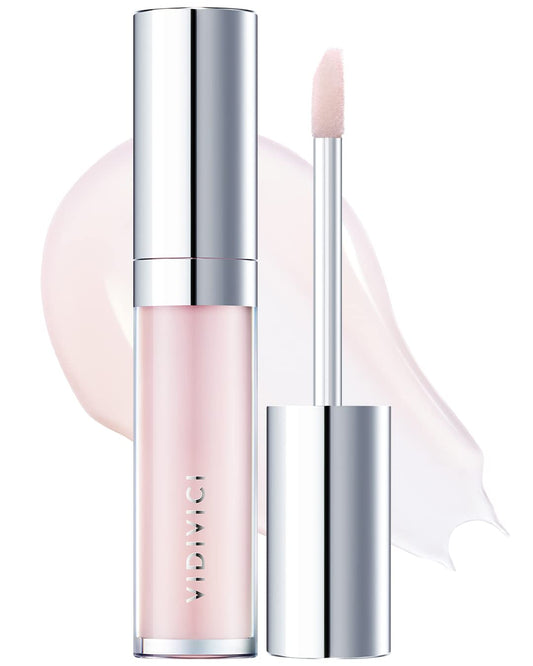 VIDIVICI Millennial Lip Oil #01 Luv Me Clear - Non-Sticky Dewy Gloss for Moisturized & Voluminous Lips - Overnight Lip Masks & Lip Sleeping Mask for Day & Night Use, 0.12 fl.oz.