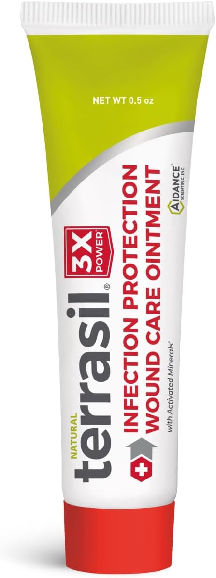 terrasil Wound Care 3X - Wound Healing Ointment, Infection Protection for Bed Sores, Pressure Sores, Blisters, Cuts, Burns & First Aid. Dermatologist-Tested, Hypoallergenic Approved (.5oz)