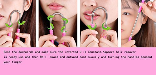 Hair Removal Spring, Kapmore Threading Hair Removal Removes Hair on The Upper Lip, Chin, Cheeks and Sideburns Including Facial Hair Epilator with Beauty Tweezers, Eyebrow Shaping Razor