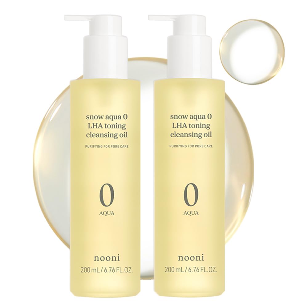 NOONI Facial Cleanser - Snow Aqua 0 LHA Toning Cleansing Oil *2ea | Makeup Blackhead Remover, Pore Control, Glass Skin, Help Control Sebum, Revitalizing, Mother's Day, 6.76 Fl Oz x 2