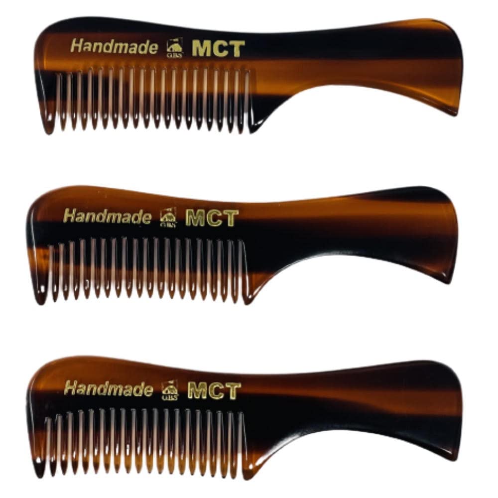 Stylish Tortoise Pocket Beard & Mustache Comb – Handcrafted Cellulose Acetate Grooming Tool, 3" Compact Travel & Daily Use, Pack of 3 MCT's for Home, Office, Travel