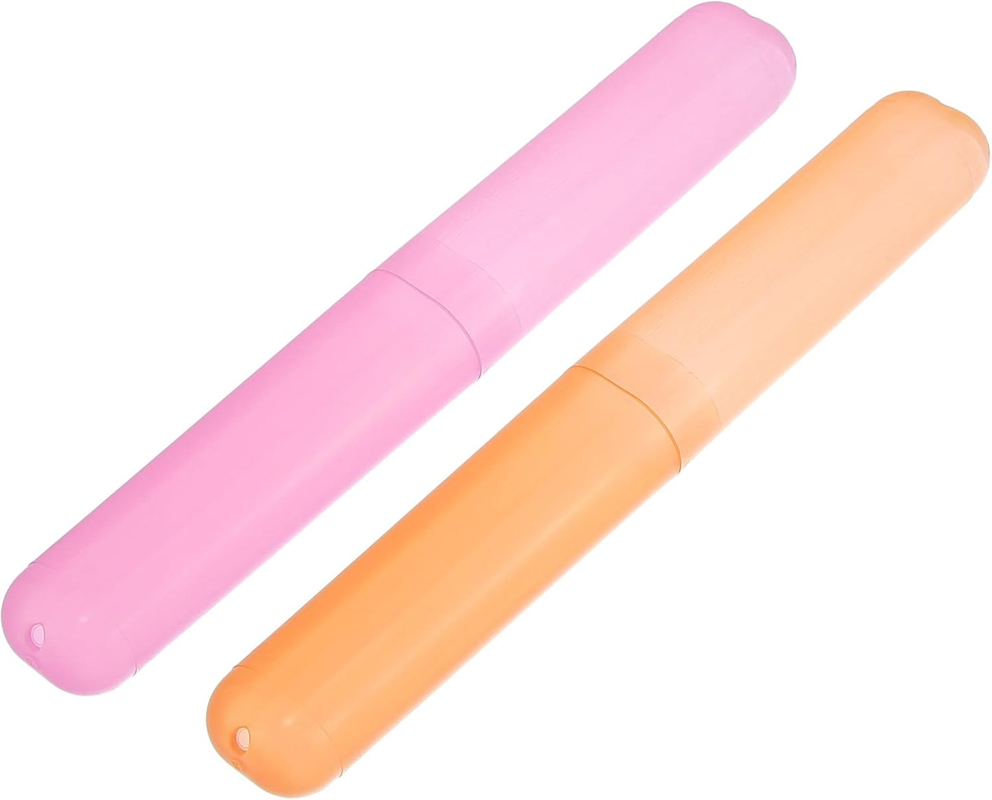 VOCOSTE 2 Pcs, Toothbrush Travel Case, Plastic, Lightweight Traveling Toothbrush Holders Case, for Travel Business, Pink Orange, 7.48"x1.06"