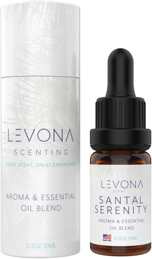 Levona Scent Essential Oils - Scents for Home, Hotel & Office Use - Perfect for Home Diffuser & Humidifiers - Aroma Fragrance Oil, Ideal for Massage, Relaxation, and Spa - Santal Serenity, 10ml