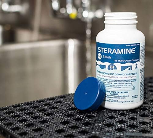1 Bottle Steramine Sanitizer Tablets - Multi Purpose Steramine Sanitizing Tablets for Food Contact Surfaces, Bar, Hotel Kitchen, Busy Diners, Restaurants & FoodTrucks by FryOilSaver (150 Count)