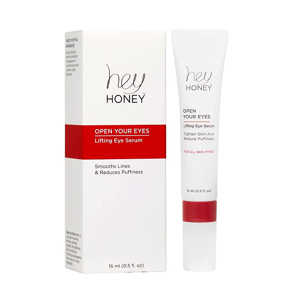 Hey Honey Open Your Eyes Lifting Eye Serum | Under Eye Cream for Dark Circles & Puffiness | Around The Eyes Hydration | Suitable For Sensitive Aging Skin | Delivers A Bright Rested look | 0.5 oz.