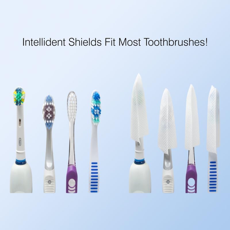 Intellident Toothbrush Shields - Toothbrush Head Cover Caps - Breathable, Quick-Drying & Disposable - Perfect for Travel, Home & Office Use - 20 Count (Pack of 2)