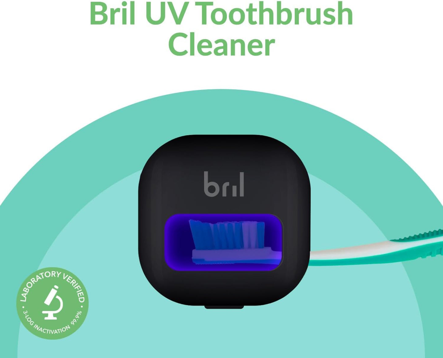 Bril UV-C Toothbrush Sanitizer, Portable Cleaner, Travel Cover, Magnetic Holder, and Rechargeable Case for Any Size Toothbrush, Multi-Pack