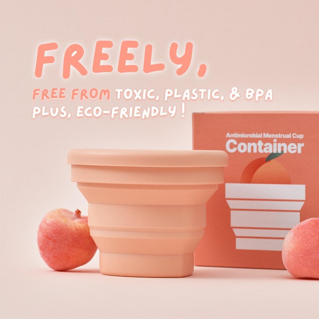 Oldam Menstrual Cup Container, Easy Sanitizing, Reusable, Foldable, Soft Peach