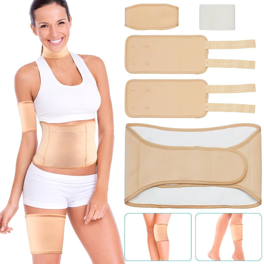 5 Pcs Castor Oil Wrap, Adjustable Elastic Organic Castor Oil Packs for Belly Waist Neck Knee,Castor oil Pack Wrap Pads for Liver Detox Blood Circulation Women Men Christmas Gifts