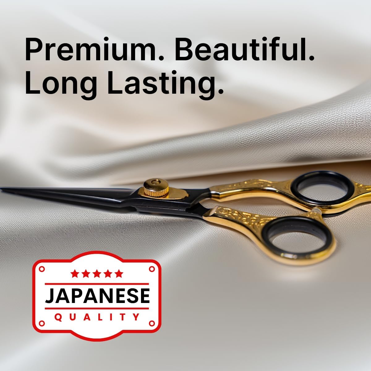 H&S GoldBlack Series Professional Hair Cutting Scissors | Premium Japanese Stainless Steel | 6.5” Hair Shears, Barber Accessories & Hair Salon Supplies | Beard & Moustache Grooming
