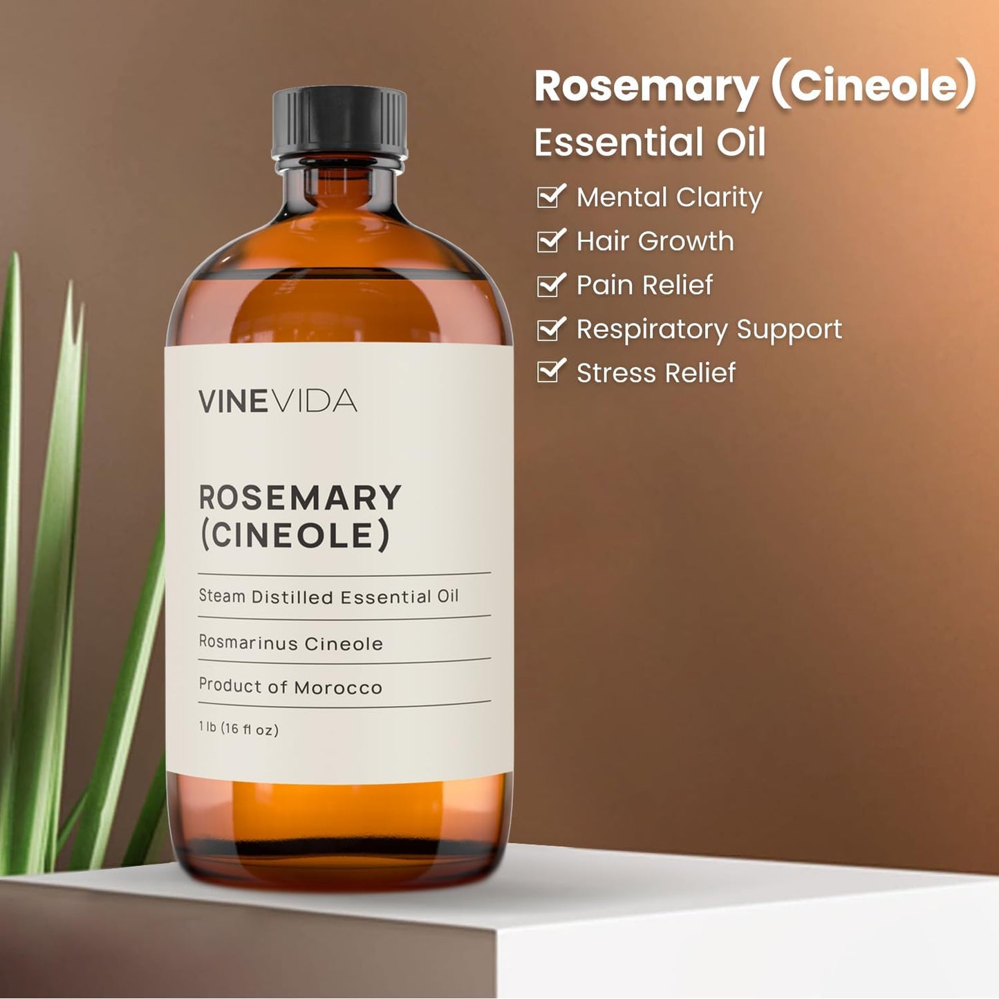 VINEVIDA Rosemary Essential Oil 16 oz - Undiluted Rosemary Oil - DIY Candle Scents - Bulk Essential Oil for Soap Making - Safe for Skin