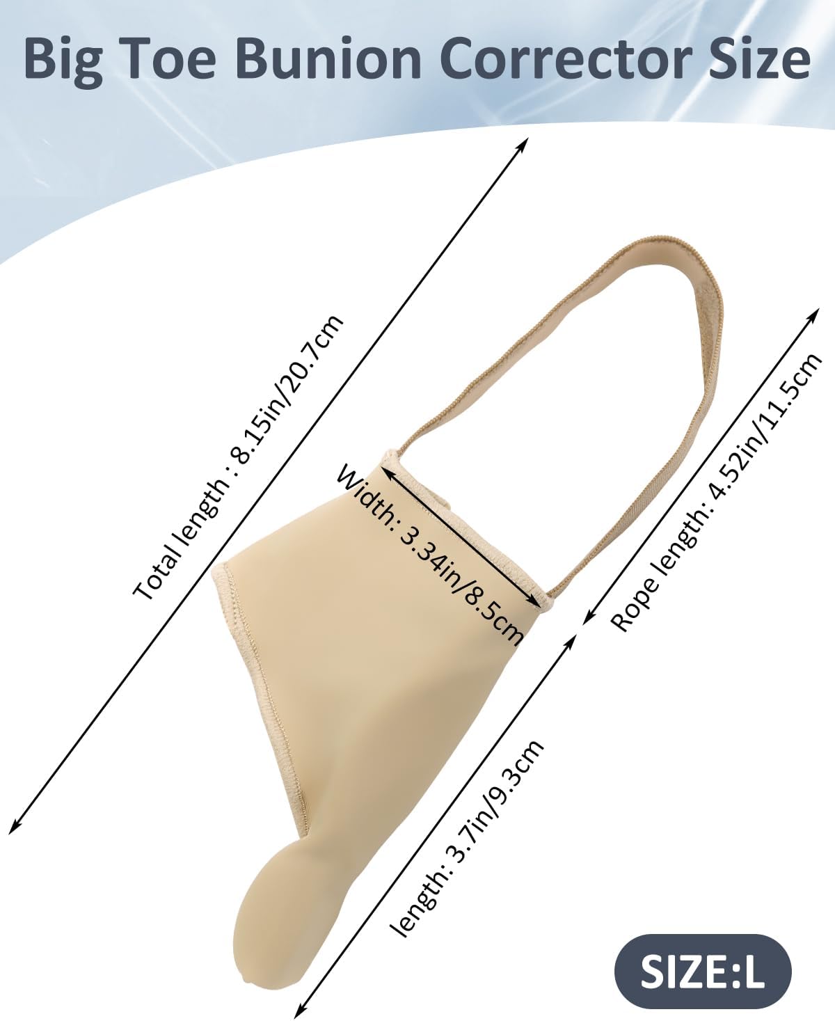 2Pcs Bunion Corrector for Women Men, Toe Straightener, Breathable Toe Spacers Separator Socks with Gel Cushion Pads for Hallux Valgus Correction (L)