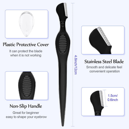 Mudder 21 Pcs Eyebrow Razor Eyebrow Shaver Facial Razor Multipurpose Face Trimmers with Precision Cover for Women Makeup Care Tools(Black)