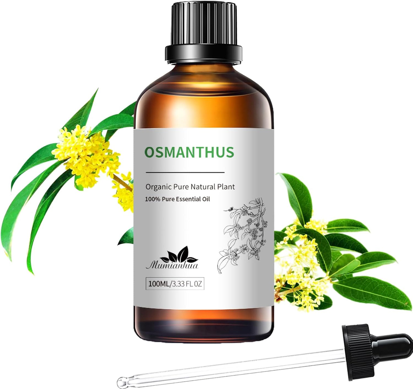 Mumianhua Osmanthus Essential Oil 100% Pure- Floral Essence Osmanthus Oil for Diffuser, Skin Care & Air Purifier | Steam Distilled for Candle Making, Massage Blends & Home Fragrance 3.38 Fl Oz