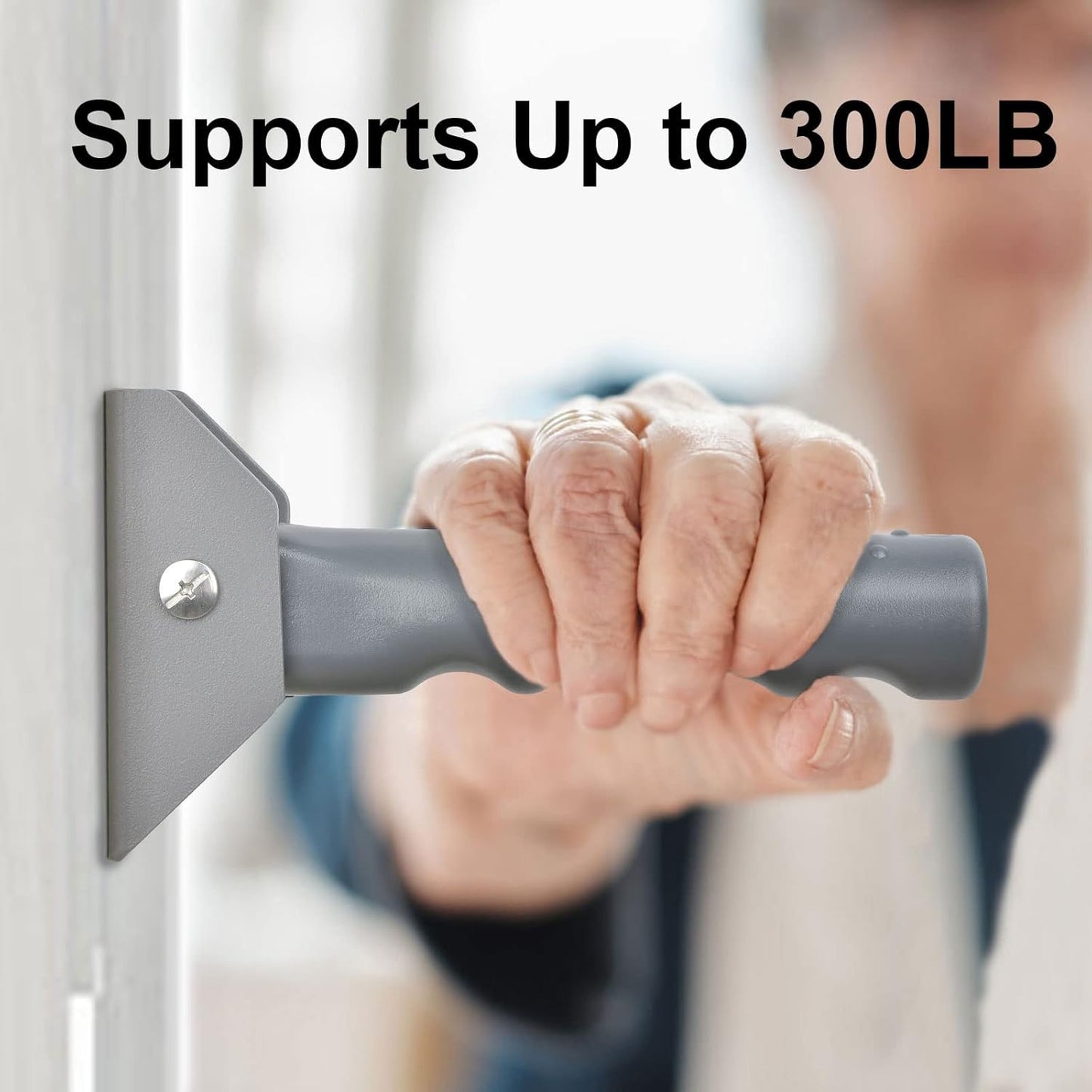 iGuerburn Doorway Flip Assist Handle, Door Assistant Support Grip Handle, Doorway Stair Assist Grab Bar for Elderly or People Who with Balance Issues - Supports Up to 300 Pounds (Grey)