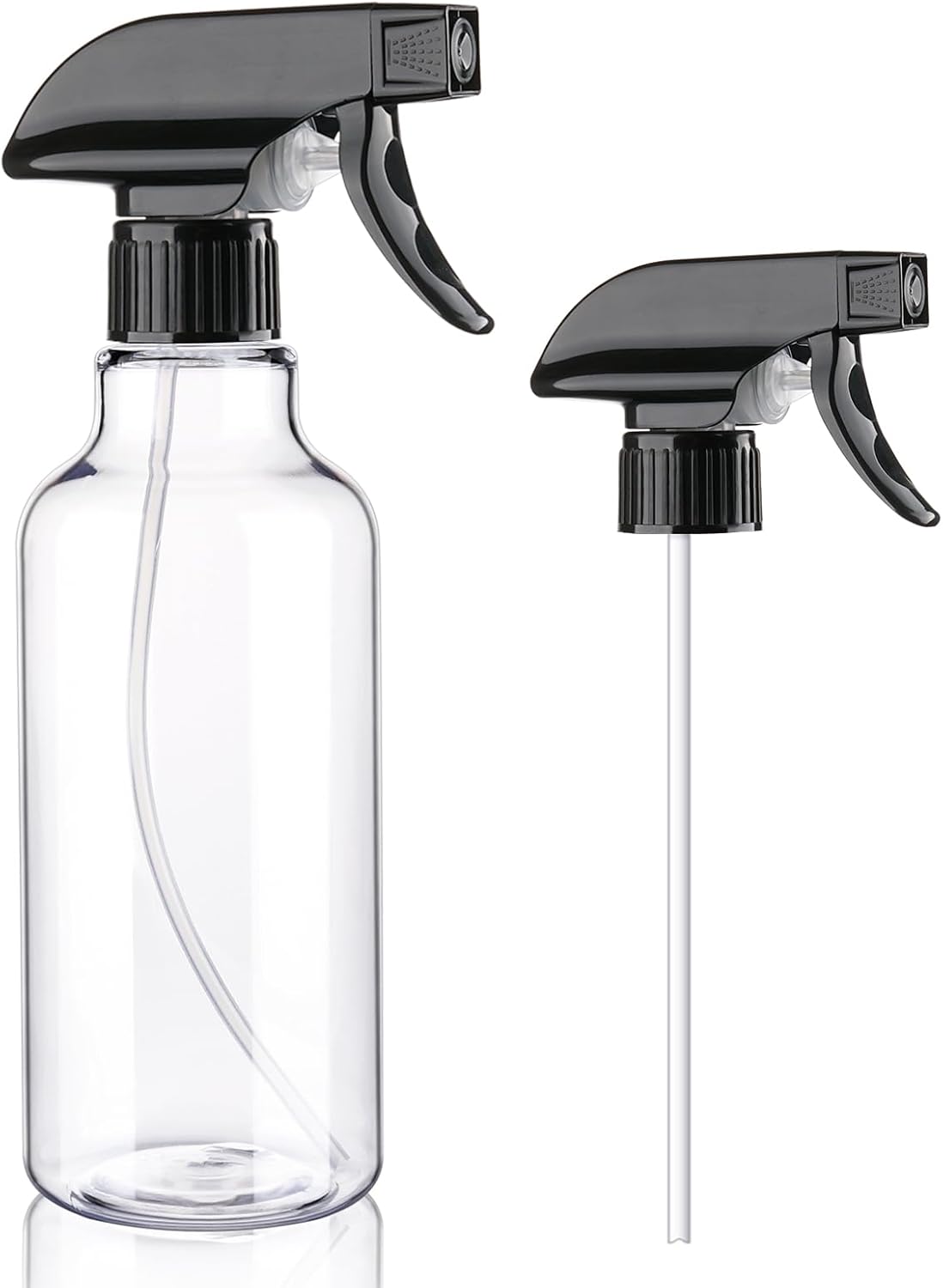 Spray Bottles Plastic Spray Bottle for Hair Mist/Stream Heavy Duty Empty Spray Bottles for Cleaning Solutions, Plants, Cooking (16.9oz-Blackclear+nozzle)