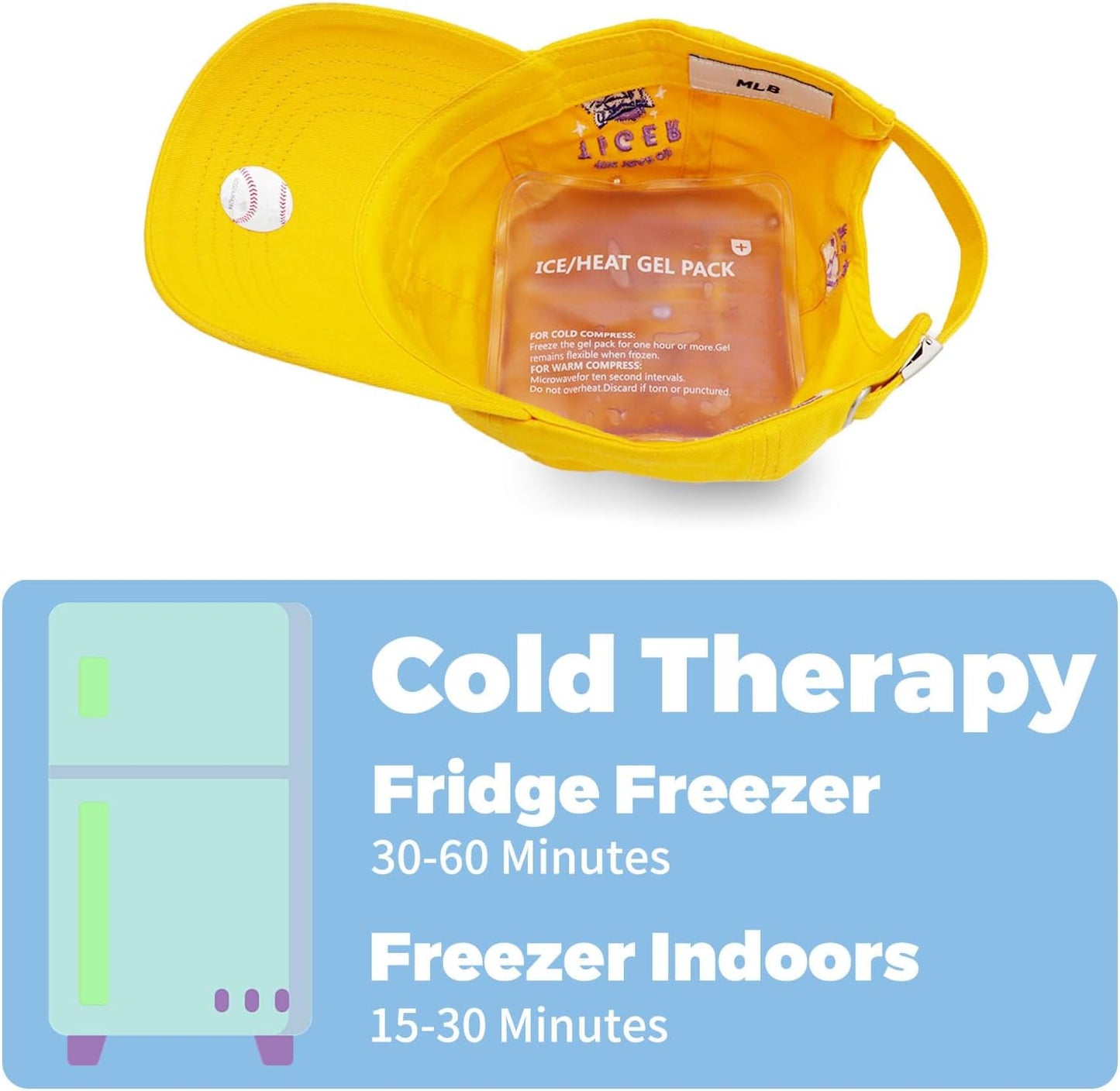 Reusable Cooling Gel Packs - Hat Inserts for Hard Hats & Caps Plus Universal Cold Therapy Wrap | 4-Hour Relief for Headaches, Injuries, Construction & Heat