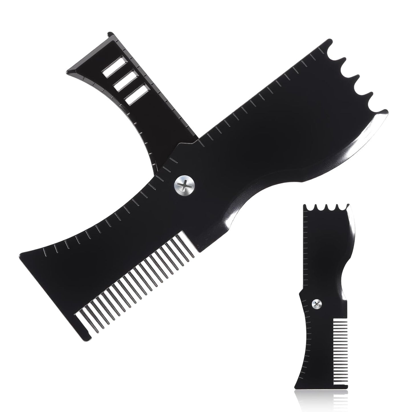 Black Rotating Foldable Beard Comb & Styler – Precision Grooming Tool for Multiple Beard Styles, Effortless Shaping, Use with Beard Trimmer