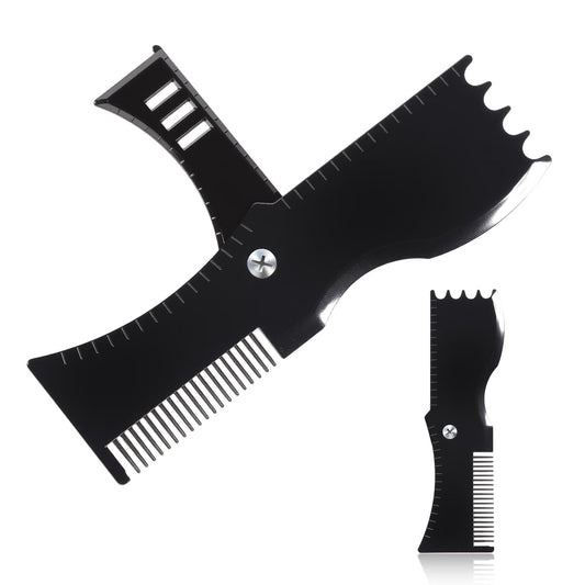 Black Rotating Foldable Beard Comb & Styler – Precision Grooming Tool for Multiple Beard Styles, Effortless Shaping, Use with Beard Trimmer