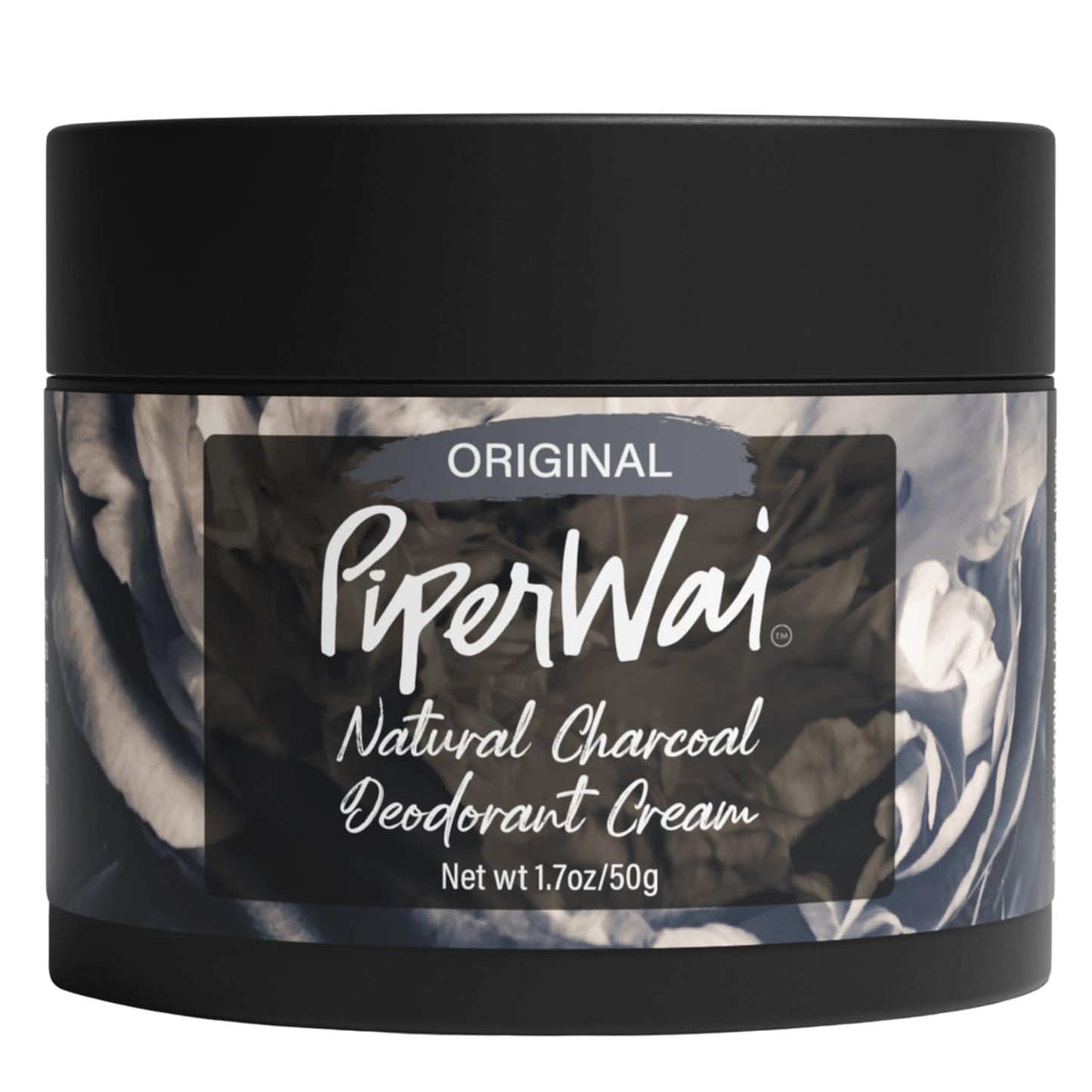 PiperWai Natural Deodorant Cream w/Activated Charcoal | 24-Hour Sweat Protection, Vegan, Aluminum Free Deodorant for Women & Men | Travel Essential Shark Tank Product | 2 oz Scented Single Jar