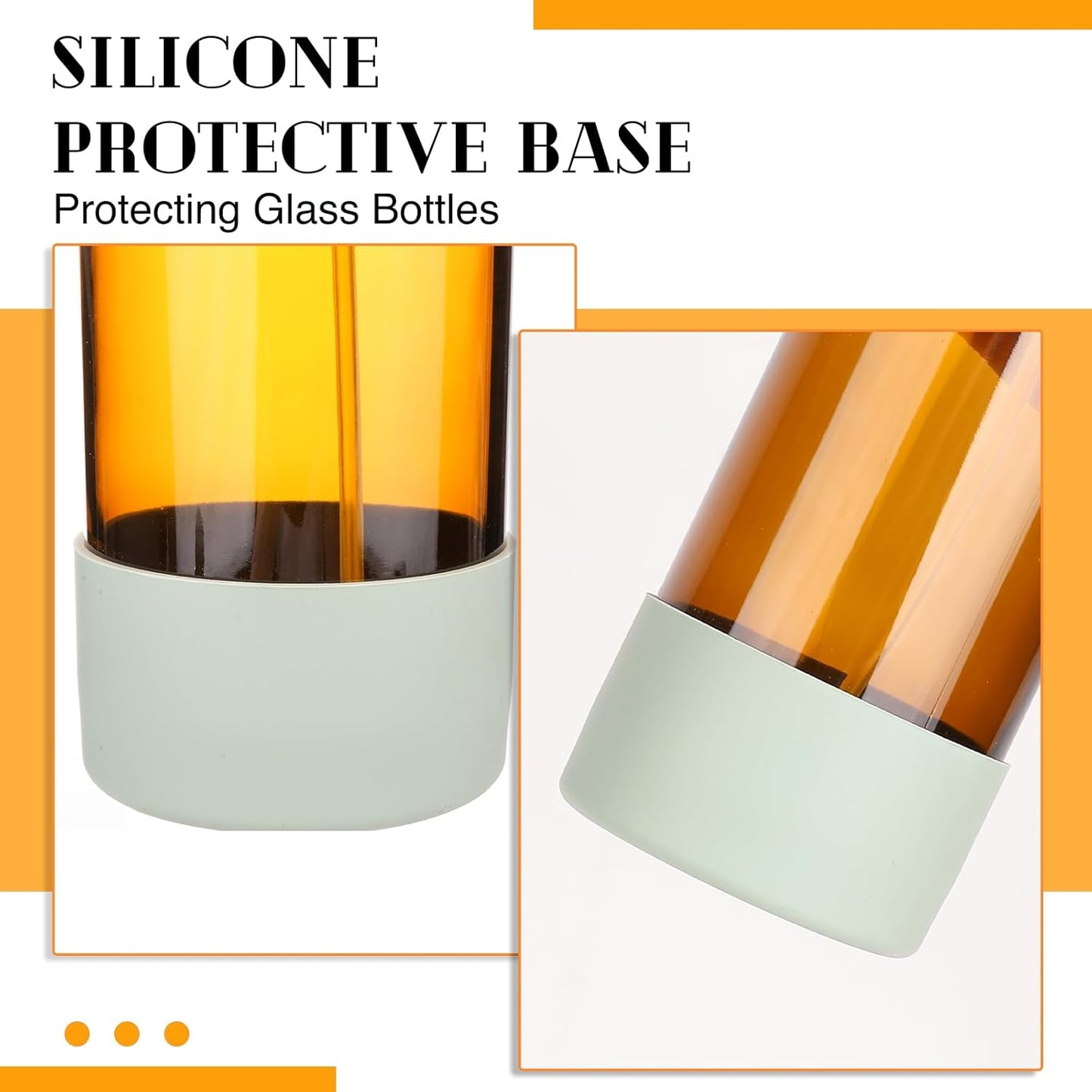 3 Pack/16 Oz Glass Spray Bottles, Refillable Empty Containers with Silicone Sleeve, Upgraded Adjustable Nozzle Spray Bottle Sets for Cleaning, Essential Oils, Hair (Amber)