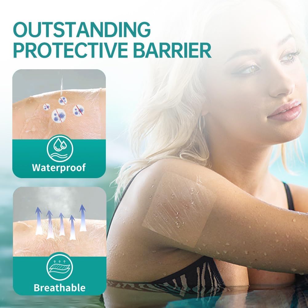 Dimora Waterproof Transparent Film Dressing, Large Clear Wound Bandages 6x8 inch 50 Pack, Post Surgical Skin Protector, Adhesive Medical Pad for Swimming,Showering,Tattoo Aftercare,IV Fixing