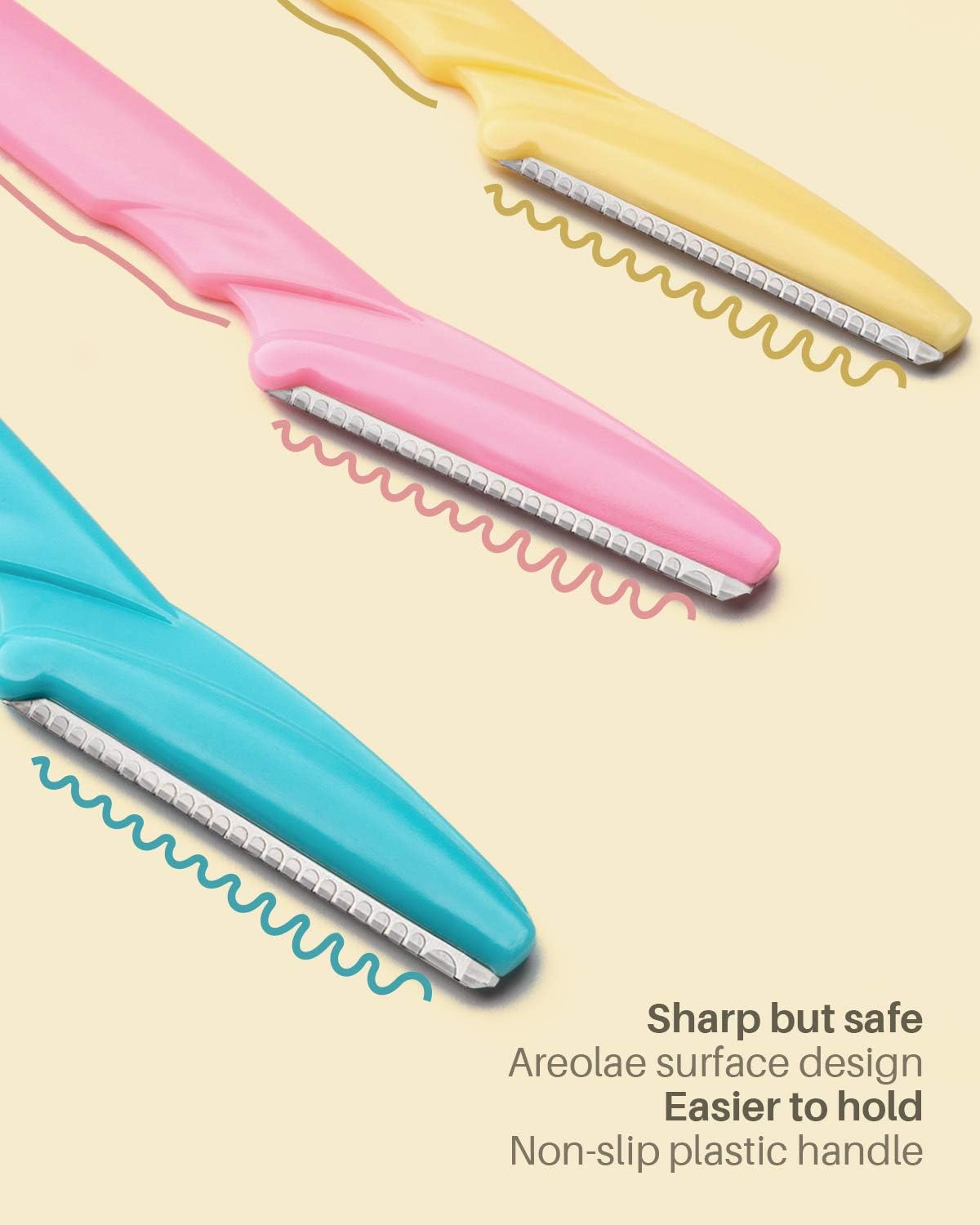 Dermaplane Razor, 60 Pcs Face Razors for Women and Men, Multipurpose Eyebrow Razor, Dermaplaning Tool for Face by MoHern， Multi-Color