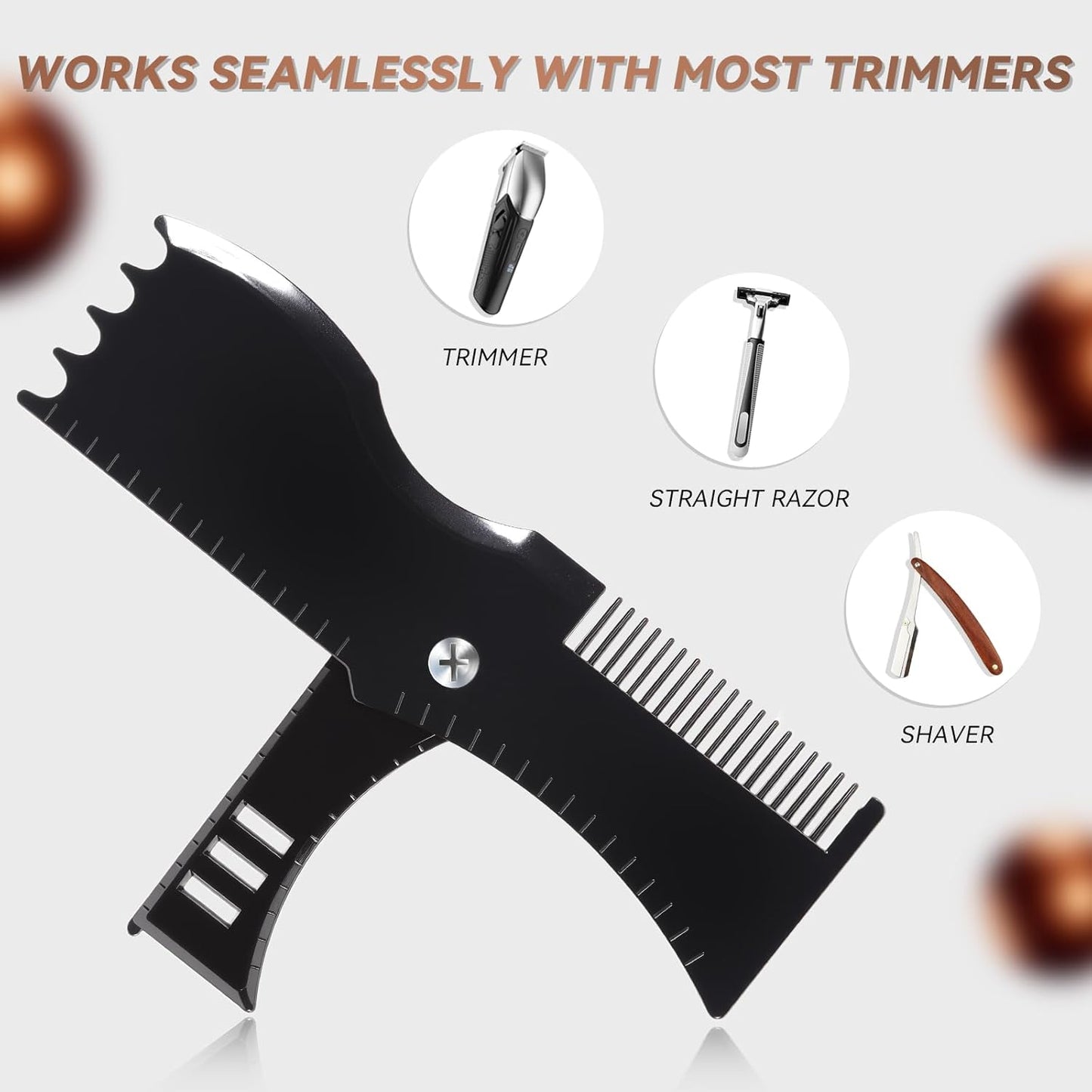 Black Rotating Foldable Beard Comb & Styler – Precision Grooming Tool for Multiple Beard Styles, Effortless Shaping, Use with Beard Trimmer