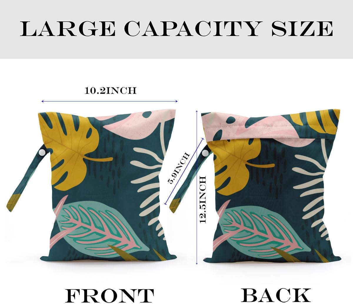 Wet Bag, Wet Dry Bag, Wet Bag for Swimsuit, Travel, Beach, Pool, Diapers, Dirty Yoga Gym Clothes, Makeup Bag, Waterproof Tropical Palm Leaves Decor Jungle Palm Leaf Favors