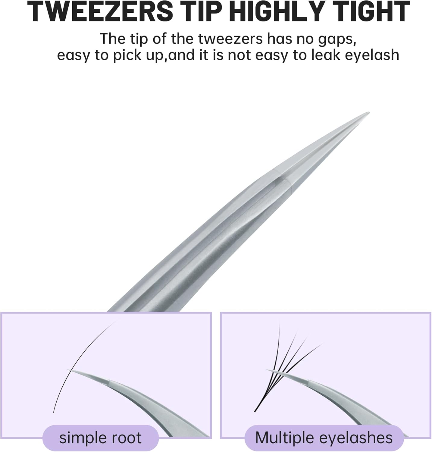 High Precision Lash Tweezers for Individual and Volume Eyelash Extensions Premium Stainless Steel Curved Fiber Tip Professional Isolation Tweezer