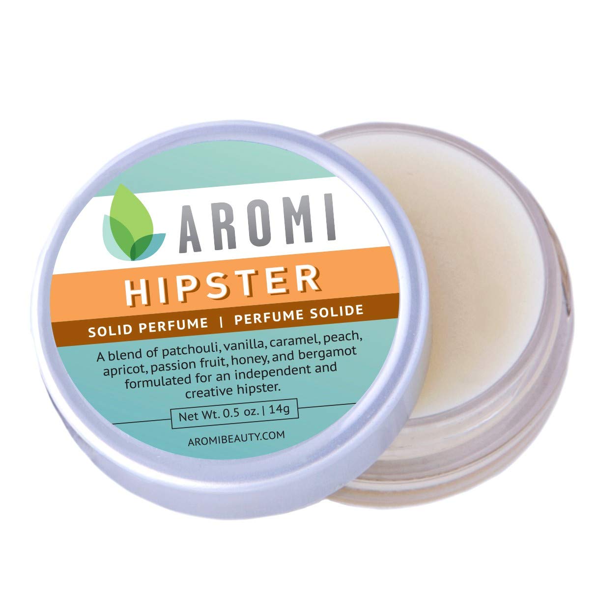 Aromi Hipster Solid Perfume | Earthy, Fruity Fragrance, Vegan, Cruelty-free, Patchouli, Vanilla, Peach Scent, Wax, Travel, Women's Gift, Handmade (Hipster)