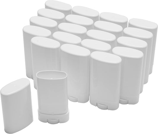 Empty Oval Deodorant Lip Lipstick Balm Tubes Containers Plastic (20-Pack) (15ml, white)
