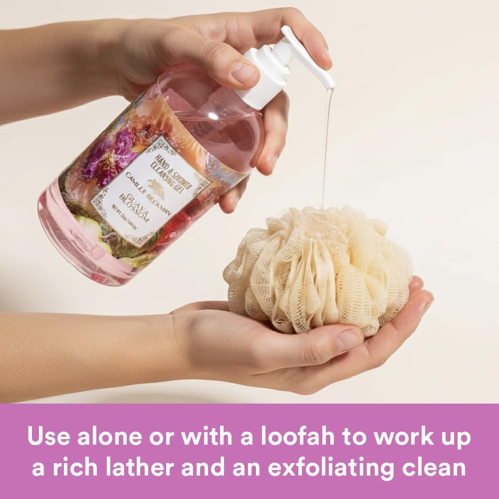 Camille Beckman Guava Blossom Hand & Shower Cleansing Gel – Gentle Moisturizing Body Wash, Fresh Tropical Scent, 13 fl oz