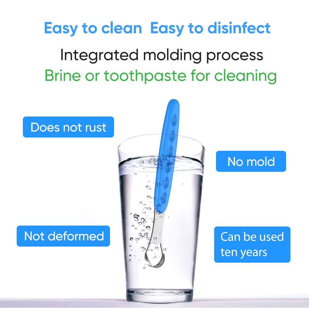 New Version Tongue Scraper Cleaner for Adults & Kids, Medical Grade Metal Tongue Brushes Set for Fresh Breath Dental Eliminate Bad Breath in Seconds (4 pcs)