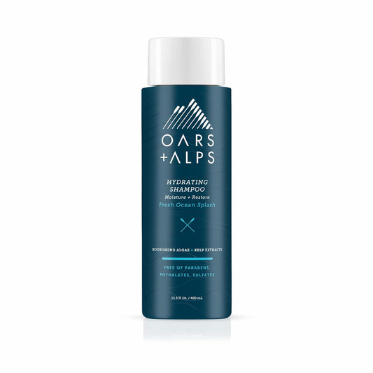 Oars + Alps Men's Sulfate Free Hydrating Shampoo, Infused with Kelp & Algae Extracts, Moisturizing Formula, Fresh Ocean Splash Scent, 1 Pack, 13.5 Fl Oz