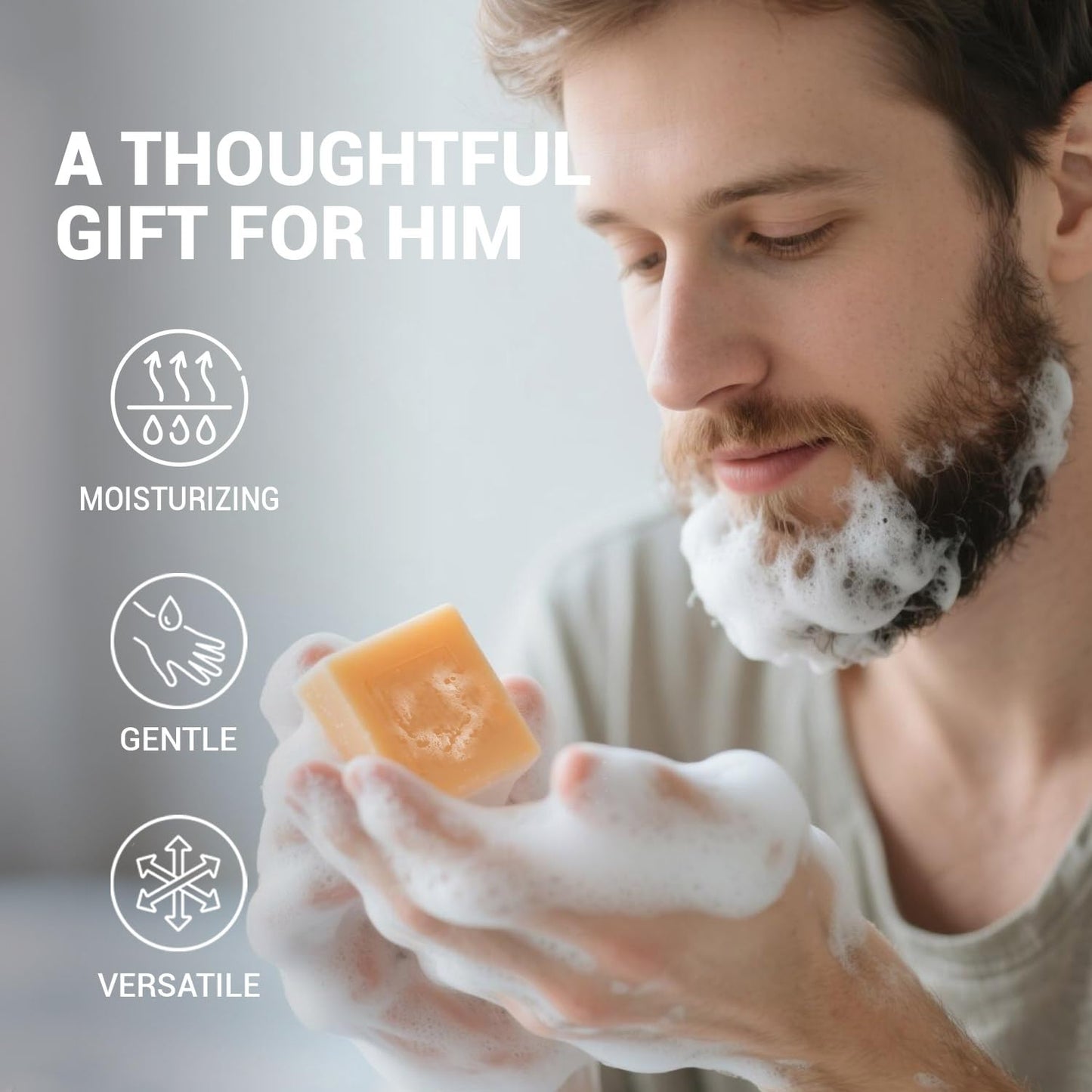 Rinse & Robust Mens Bar Soap 4Pcs Natural Soap Bar Set with Tea Tree & Glycerin, Moisturizing Face Body Hand Beard Wash, Citrus Scent Gift for Men | 5.3 oz of 4 Bars