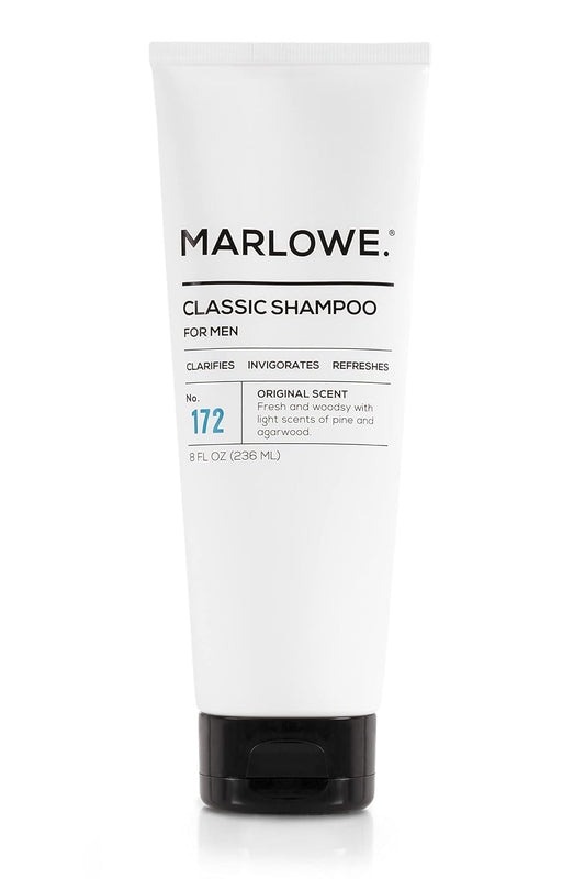MARLOWE. No.172 Classic Mens Shampoo, Clarifies, Invigorates and Refreshes Hair with Moisturizing Argan Oil & Coconut Oil, All Hair Types, Paraben & Phthalate Free, 8 Fl Oz