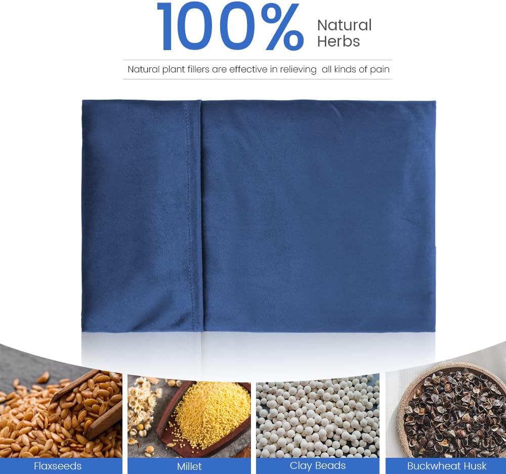 Heating Pad Microwavable with Washable Cover, 8 x 12 Multipurpose Microwave Heating Pad for Neck and Shoulders, Moist Heat Bean Bag Warm Compress for Knee, Muscles, Joints, Wrist, Abdomen (Dark Blue)