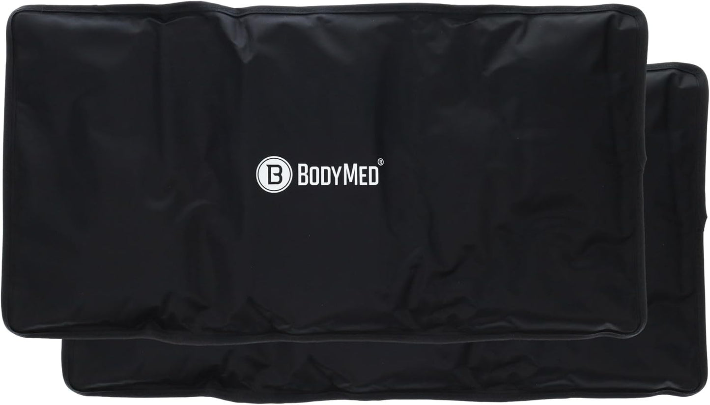BodyMed Reusable Gel Ice Pack Cold Compress (2-Pack) for Back, Shoulder, Neck, & Knee - Professional Grade Cold Therapy for Injuries, Aches, Swelling, Bruises, Sprains - 21 in. x 11 in. (Oversize)