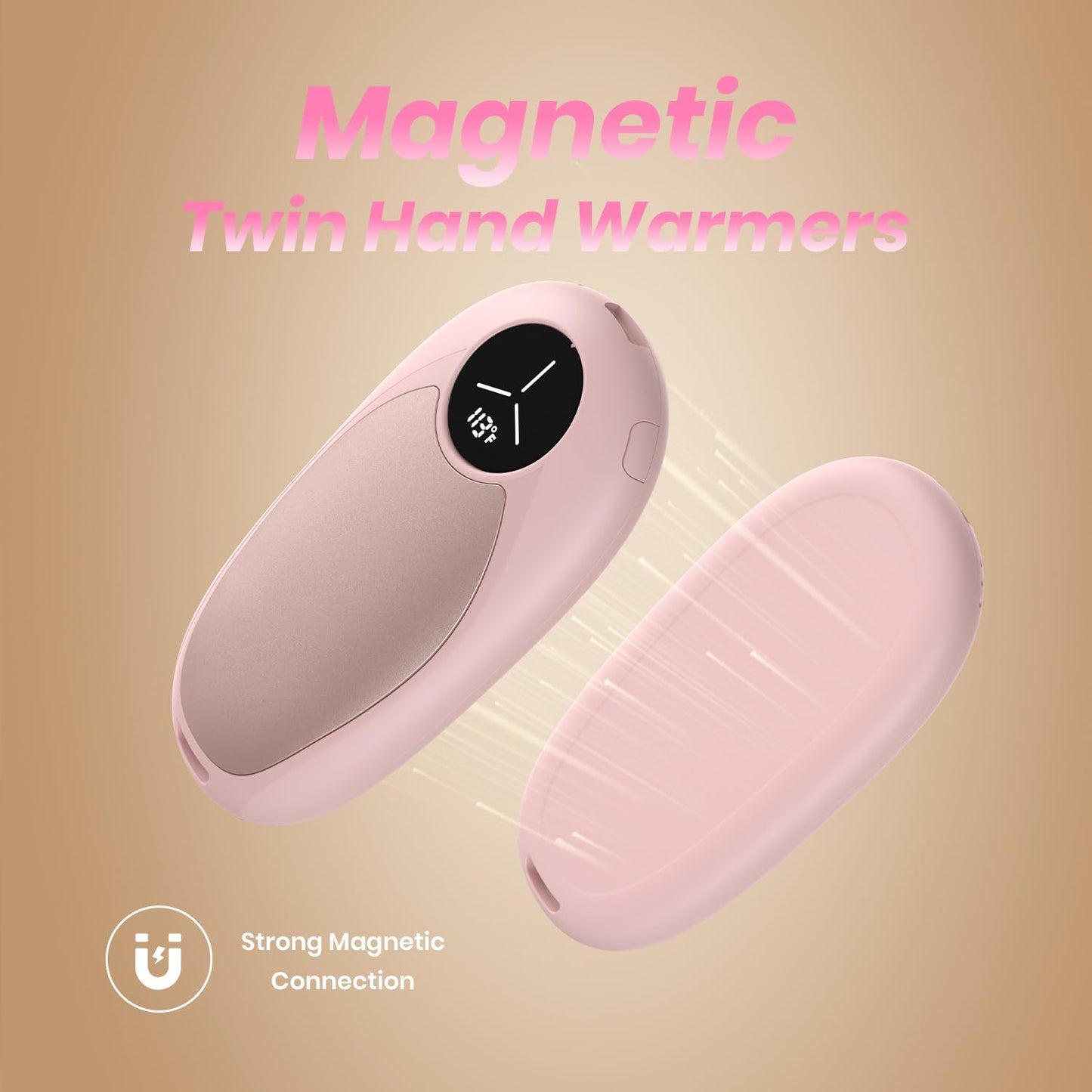 Hand Warmers Rechargeable 2 Pack Electric Hand Warmer Magnetic, Ultrathin Portable Handwarmers Gifts for Men Women Christmas Hiking Golf Hunting Accessories (Black)