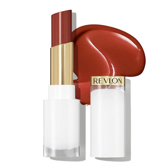 REVLON Super Lustrous Glass Shine Balm, Hydrating Tinted Lipstick, Sheer, Glossy Shiny Finish, 010 Spiced Wine, 0.11 oz