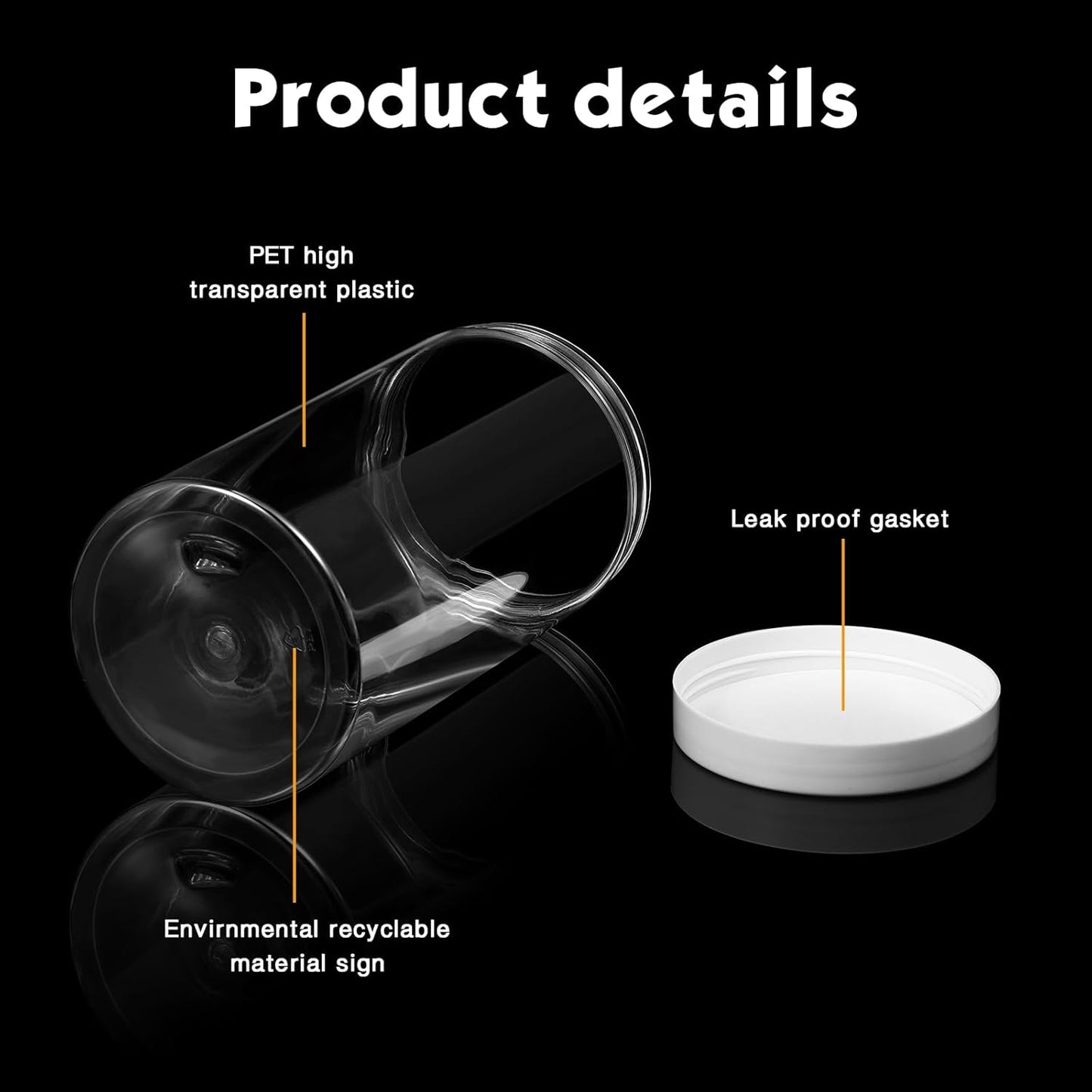 SATINIOR 24 Pieces Empty Clear Plastic Jars with Lids Round Storage Containers Wide Mouth for Beauty Product Cosmetic Cream Lotion Liquid Butter Craft and Food(White Lid,12 oz)