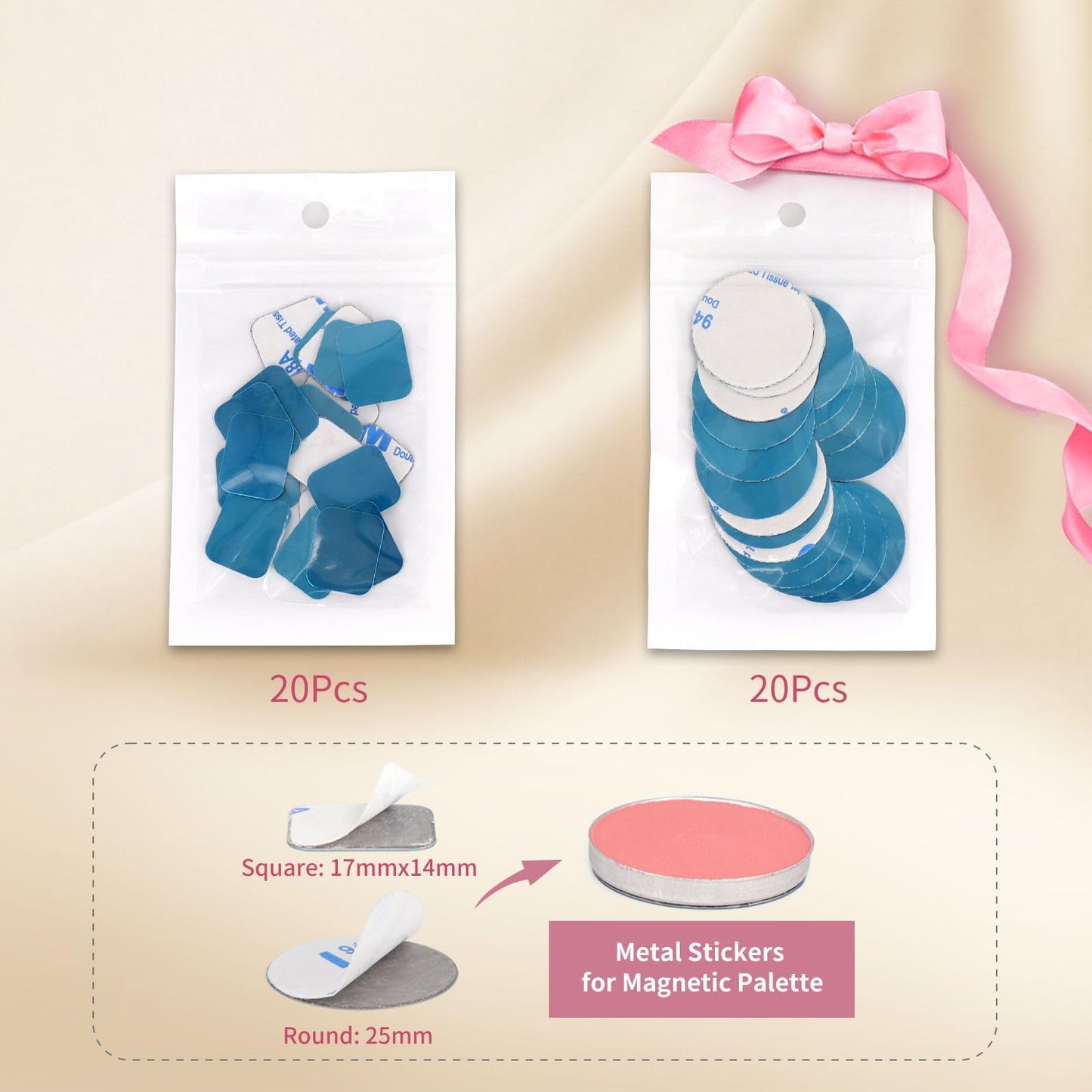 Magnetic Makeup Palette with Clear Top, Empty Eyeshadow Pan Dispensing Storage Box with 40Pcs Adhesive Metal Stickers for DIY Cosmetics Lipstick Blush Powder(Medium Palette - 5.7"x4.3")