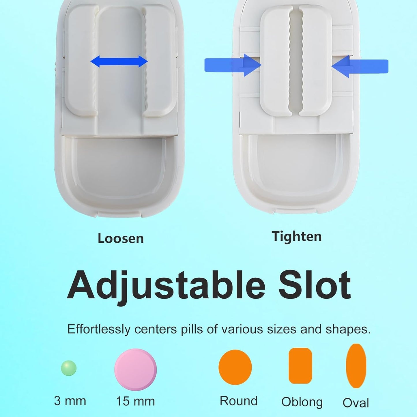 Pill Cutter for Cutting Multiple Pills, Adjustable 1/2 Pill Cutter Splitter for Small and Tiny Pills, with Centering Device, Improved Blade, Storage Organizer