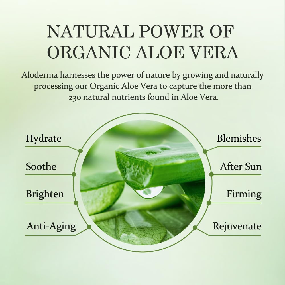 Aloderma 99% Organic Aloe Vera Gel for Face Made within 12 Hours of Harvest, Natural Hydrating Pure Aloe Vera Gel for Soothing Skincare, Moisturizing Aloe for Skin, Face, Sensitive Skin, 4oz - 3ct