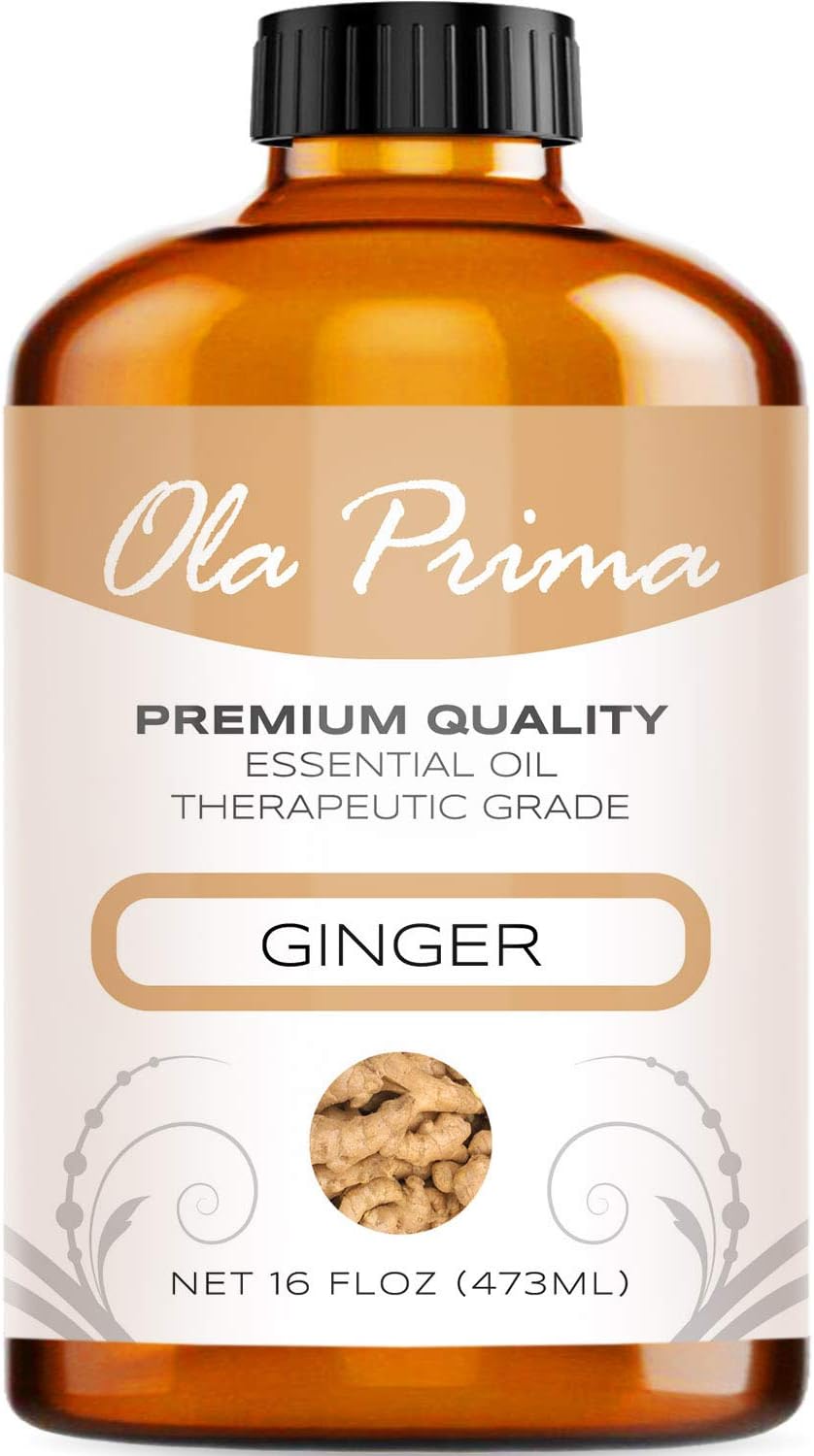Ola Prima Ginger Essential Oil (16 oz Bulk) – Therapeutic Grade Oil for Aromatherapy, Diffusers, Cleaning, Lotions, Creams, Bath Bombs, Scrubs, & Candles